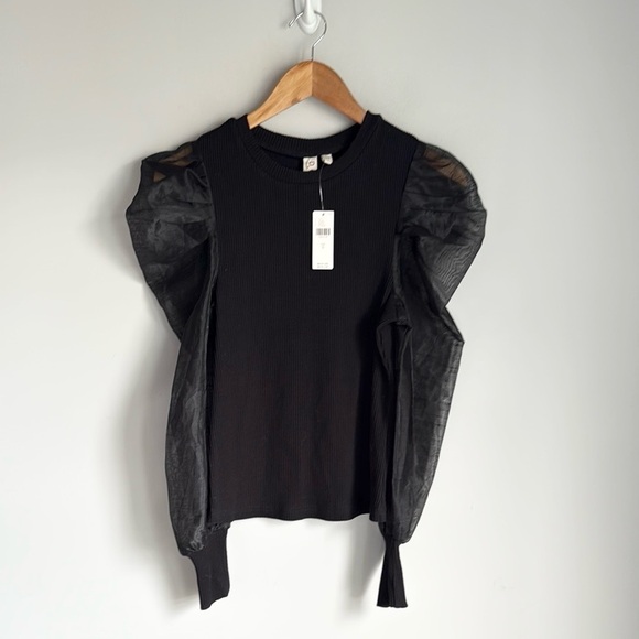 NEW Anthropologie Dolan Organza Puff Sleeve Top Blouse Small - Picture 1 of 10
